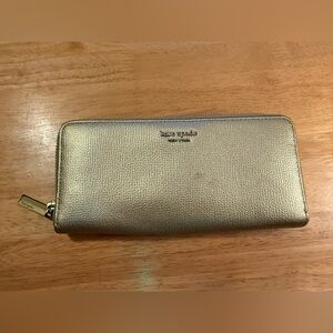 kate spade Metallic Gold Zip Around Wallet